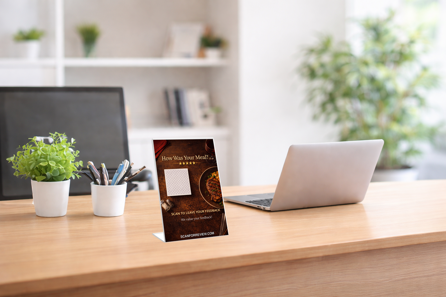 Google Review Stand for Restaurant on Tabletop