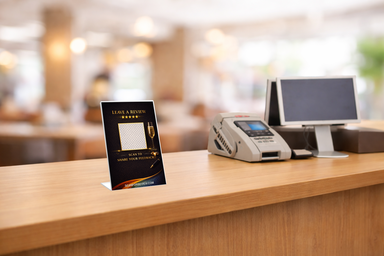 Google Review Sign for Luxury on Office Desk