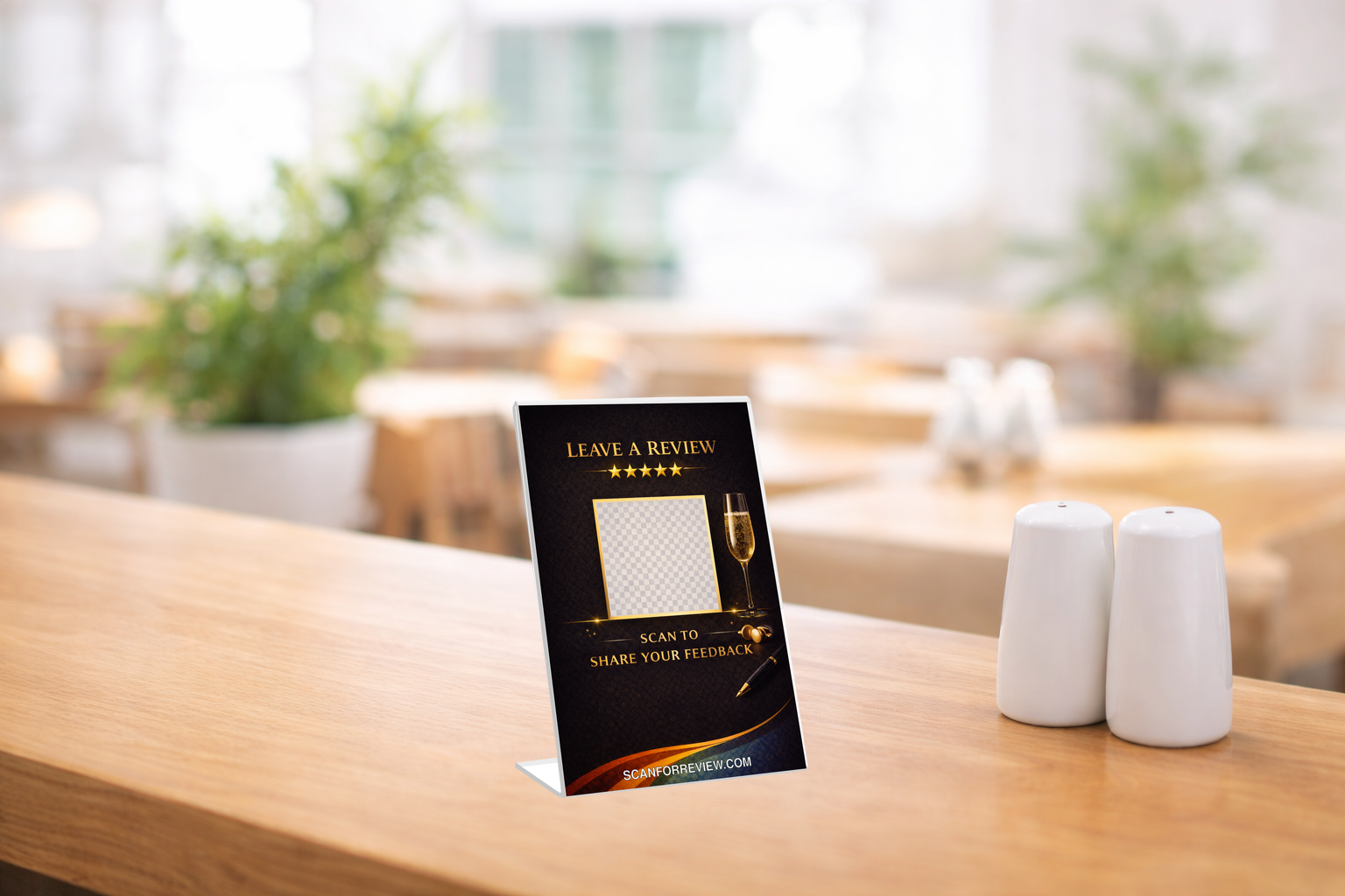 Google Review Sign for Luxury on Reception Counter