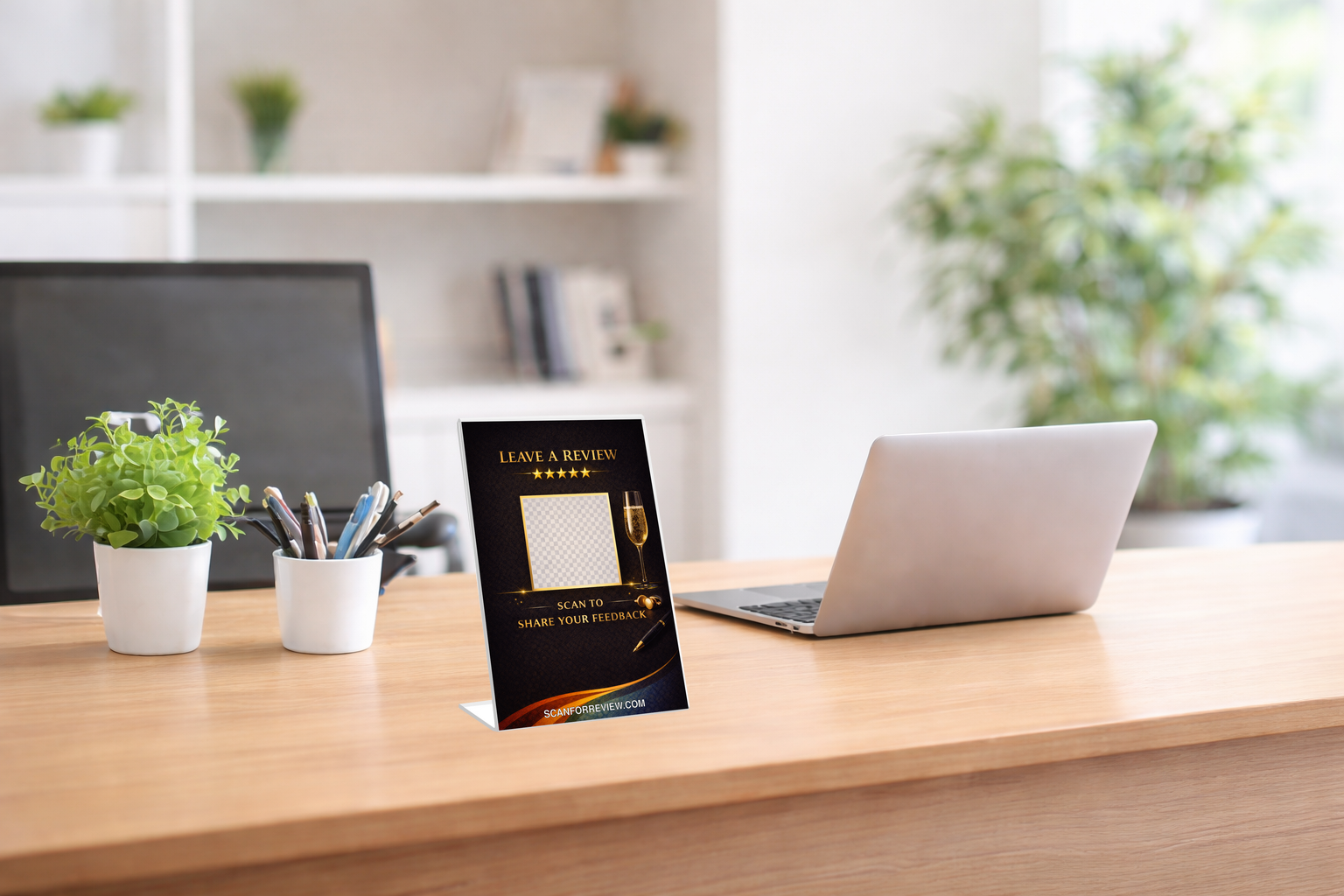 Google Review Sign for Luxury on Tabletop