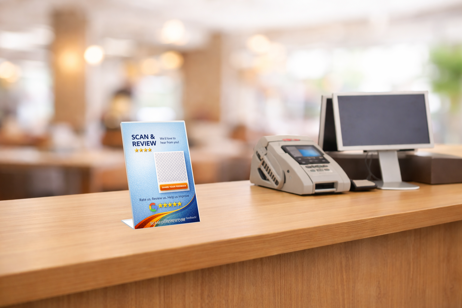 Google Review Sign on Office Desk