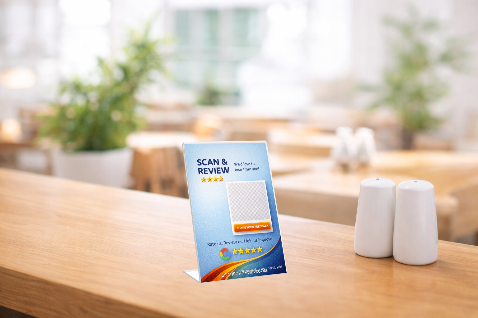 Google Review Sign on Reception Counter