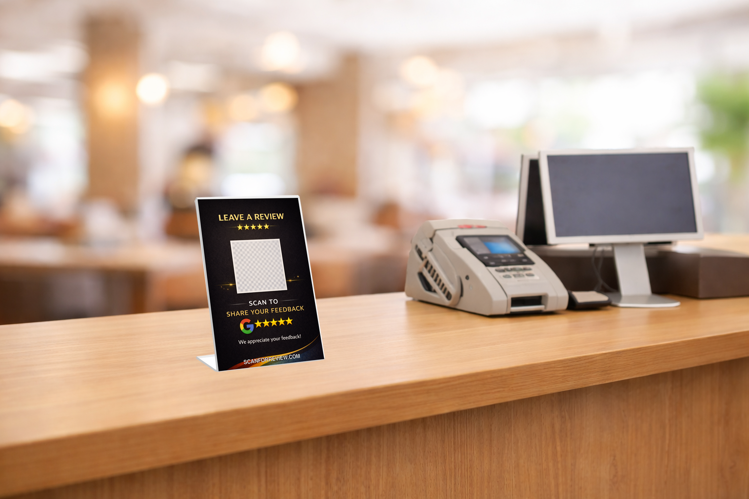 Google Review Sign on Office Desk