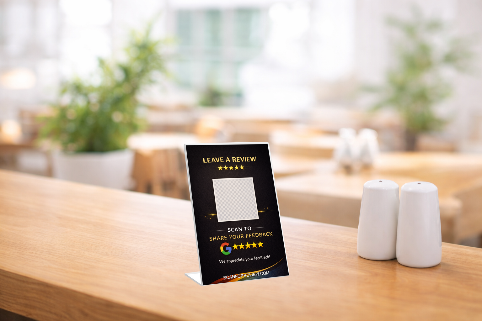 Google Review Sign on Reception Counter