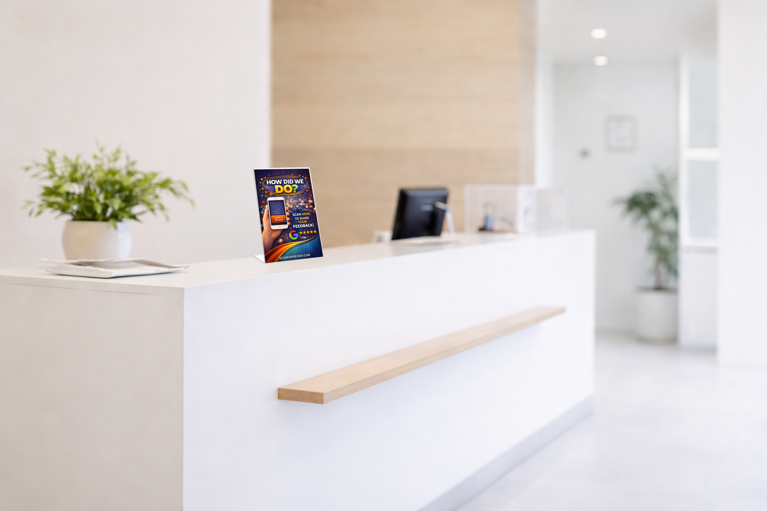 Google Review QR Code Stand on Checkout Counter