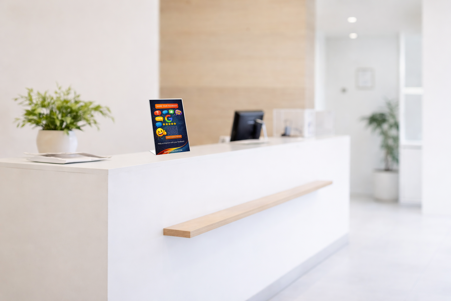 Google Review QR Code Stand on Checkout Counter