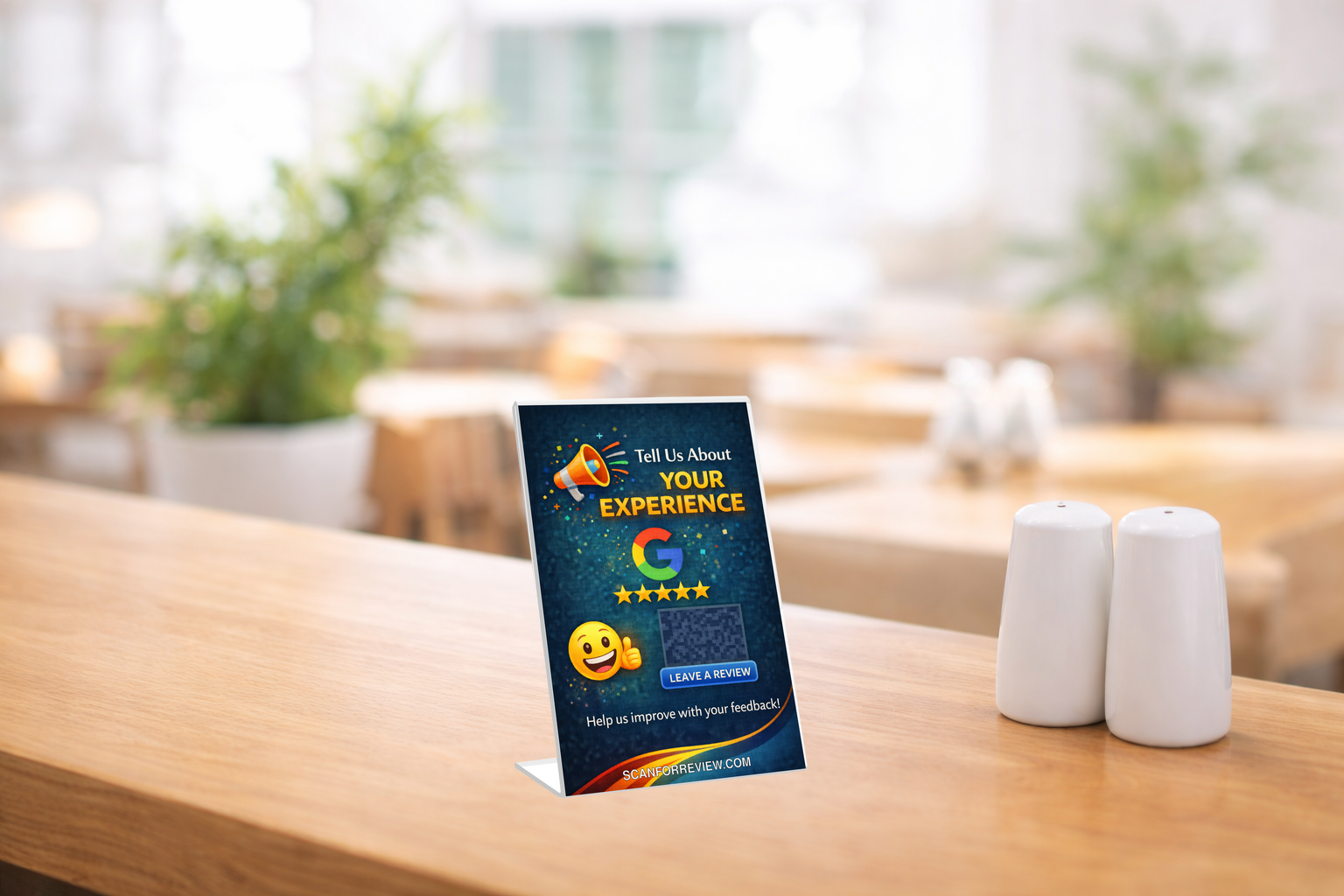 Google Review QR Code Sign on Reception Counter